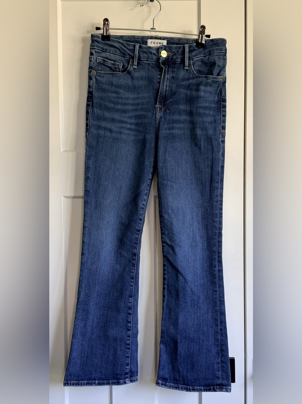 Frame Denim Le Crop Mini Boot Bootcut Jeans in Dark Blue - size 28